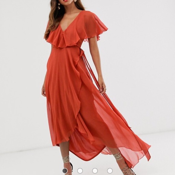 ASOS DESIGN cape back dipped hem maxi dress - Picture 2 of 6